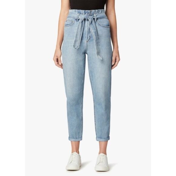 Joe's Jeans Denim - JOES JEANS Brinkley High Rise Paperbag Jeans Self Tie Waist Loose Fit Light Wash